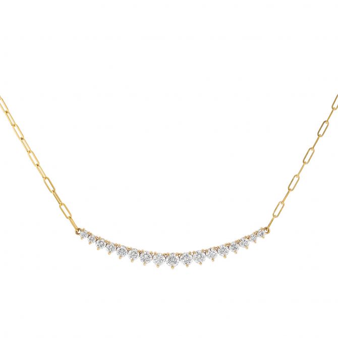 Phillips House Enchanted Diamond Curved Bar Necklace in Yellow Gold